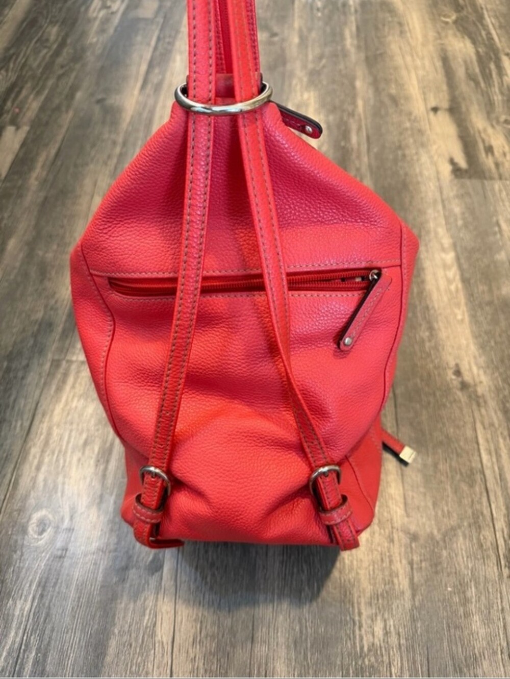Tiganello Red Women's Leather Backpack Purse - Picture 3 of 9